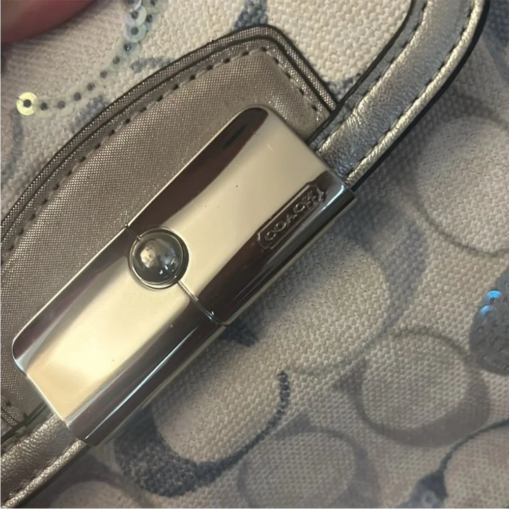 Coach Beige and Silver Crossbody Bag